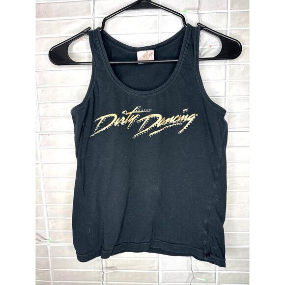 Rare Vintage Dirty Dancing Tank Top Black UK 12 / EU 40 (US 8) Rhinestone Logo - Picture 1 of 9